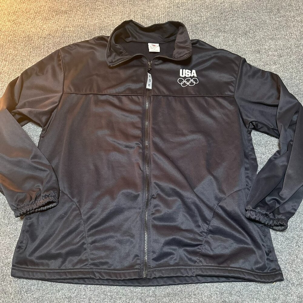 Vtg 90s Olympics Committee Full Zip Jacket XL Black US Team Warm Up  Made in USA